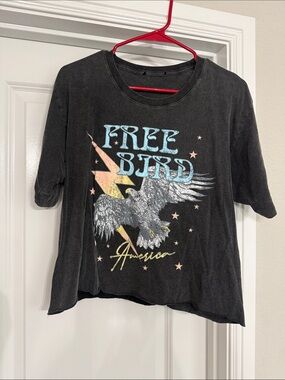 Impressions Black 'Free Bird' Tee with Multicolor Eagle Graphic